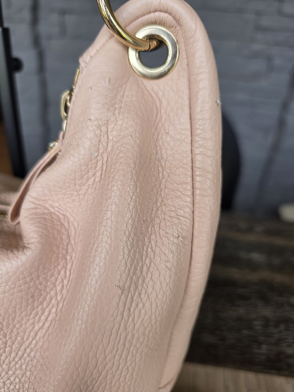 Jimmy Choo Pale Blush Pink Pebbled Leather Hobo with Gold Hardware - Picture 4 of 7